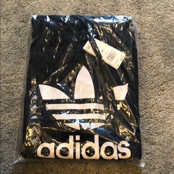 NWT Mens Adidas Black Trefoil Fleece Hoodie - Picture 8 of 11